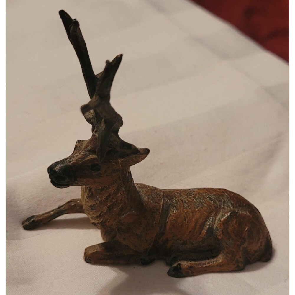 Vintage Reindeer Stag/Buck Hollow Cast Lead Figurine German Reindeer Putz Toy